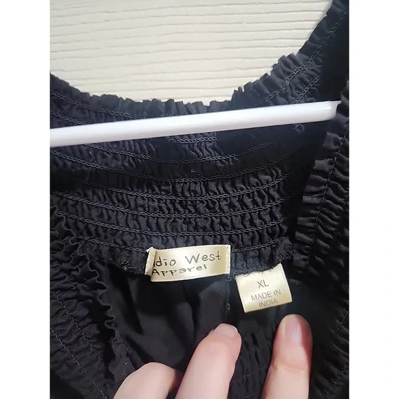 Studio West Apparel XL Boho Peasant Top Black Multicolor Embroidered Tunic - Picture 8 of 10